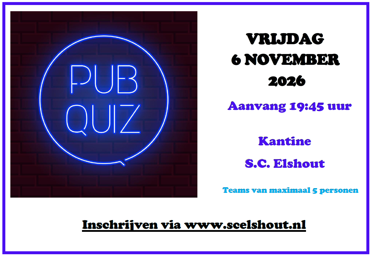 Pubquiz SC Elshout 6 november